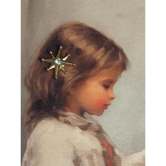 Girl Decorating Christmas Tree Vintage Jewelry Art Framed Picture by Betty - Picture 5 of 9